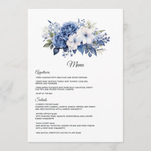 Menu Mariage floral blanc et marine