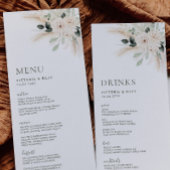Menu Mariage Floral Blanc Vert VICTORIA