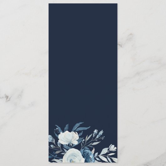Menu Mariage floral bleu aquarelle (Dos)