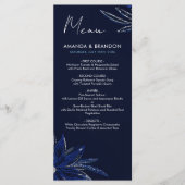 Menu Mariage floral bleu argenté et marine (Devant)
