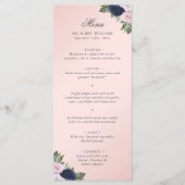 Menu Mariage floral bleu bleu bleu bleu rose (Devant)