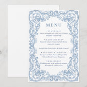 Menu Mariage Floral bleu bleu de la Renaissance (Devant / Derrière)