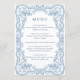 Menu Mariage Floral bleu bleu de la Renaissance
