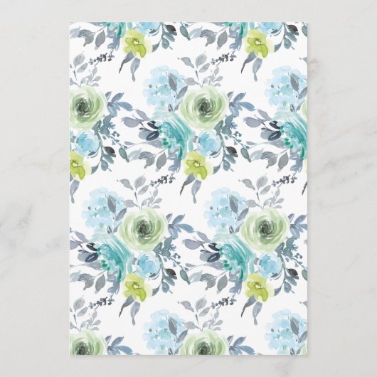 Menu Mariage Floral bleu clair jaune vert (Dos)