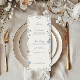 Menu Mariage floral bleu doux romantique