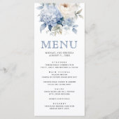 Menu Mariage floral bleu et blanc (Devant)