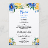 Menu Mariage Floral Bleu et Jaune (Devant)
