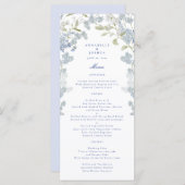 Menu Mariage Floral bleu français (Devant / Derrière)