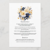 Menu Mariage floral bleu marine, blanc et or (Dos)