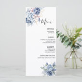 Menu Mariage Floral Bleu Poussiéreux (Debout devant)