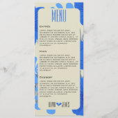 Menu Mariage floral bleu romantique (Devant)