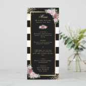 Menu Mariage floral Blush Black White Gold Confetti (Debout devant)