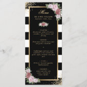 Menu Mariage floral Blush Black White Gold Confetti (Devant)