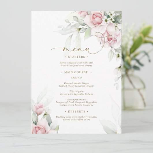 Menu Mariage floral Blush & Eucalyptus (Debout devant)