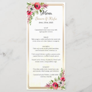 Menu Mariage floral bohème