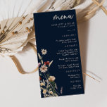 Menu Mariage Floral Boho de la Marine<br><div class="desc">Menu Mariage floral Boho bleu marine. Ce menu de mariage élégant et élégant présente de magnifiques fleurs sauvages aquarellés peints à la main et disposés comme un joli bouquet parfait pour le printemps, l'été ou les mariages de automne. Trouvez les objets correspondants dans la collection de Mariages Fleurs sauvages de...</div>