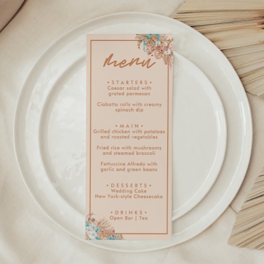Menu Mariage floral Boho moderne