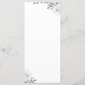 Menu Mariage floral botanique fleuri bleu poussiéreux (Dos)