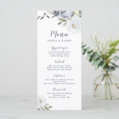 Menu Mariage floral botanique fleuri bleu poussiéreux (Debout devant)