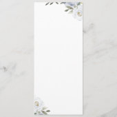 Menu Mariage floral botanique fleuri bleu poussiéreux (Dos)