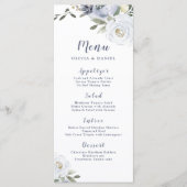 Menu Mariage floral botanique fleuri bleu poussiéreux (Devant)