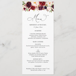 Menu Mariage Floral Bourgogne Moderne Et Brut