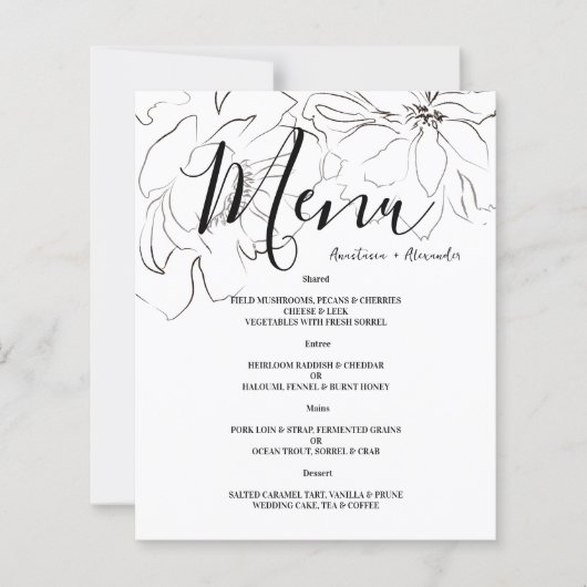 MENU MARIAGE Floral Budget. (Devant)