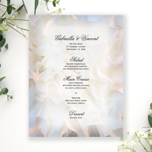 Menu Mariage Floral Carnation blanche
