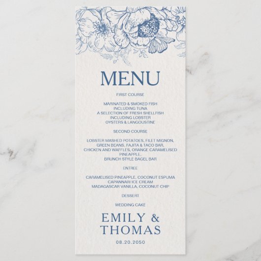 Menu Mariage Floral Chinoiserie (Devant)