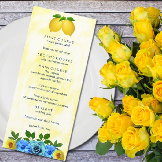 Menu Mariage floral citron soleil