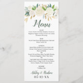 Menu Mariage Floral Crème Doré Rustique (Devant)