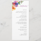 Menu Mariage floral d'aquarelle brillante (Devant)