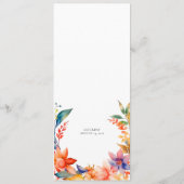 Menu Mariage floral d'aquarelle brillante (Dos)