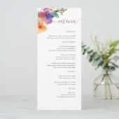 Menu Mariage floral d'aquarelle brillante (Debout devant)