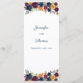 Menu Mariage floral d'aquarelle brillante (Dos)