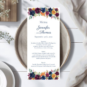 Menu Mariage floral d'aquarelle brillante