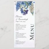 Menu Mariage floral de Bohême Bleu Violet (Devant)