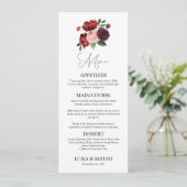 Menu Mariage floral de Bourgogne et de Blush (Debout devant)