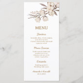 Menu Mariage floral de coton rustique (Devant)