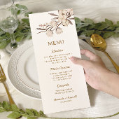 Menu Mariage floral de coton rustique