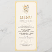 Menu Mariage floral de fleurs sauvages boho jaune (Devant)