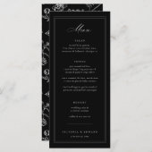Menu Mariage floral de la Chinoiserie noire (Devant / Derrière)