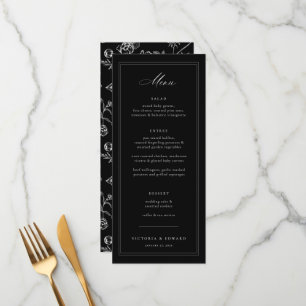 Menu Mariage floral de la Chinoiserie noire