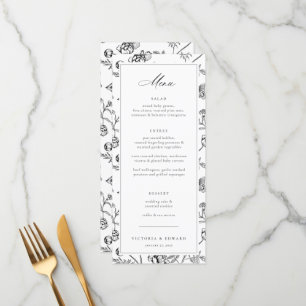 Menu Mariage floral de la Chinoiserie noire