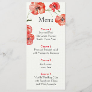 menu mariage floral de pavot rouge