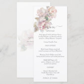 Menu Mariage floral de pivoine rose romantique (Devant / Derrière)