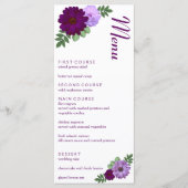 Menu Mariage floral de pivoine violette (Devant)
