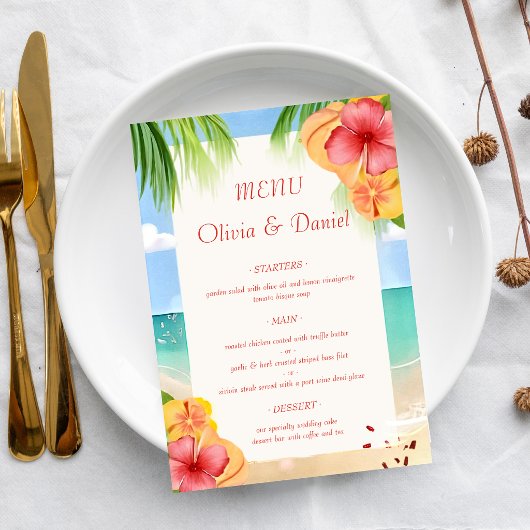 Menu Mariage Floral de Plage d'Ile Tropicale
