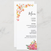 Menu Mariage floral d'été rose et orange (Devant / Derrière)