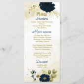 Menu Mariage floral d'ivoire bleu marine (Devant)